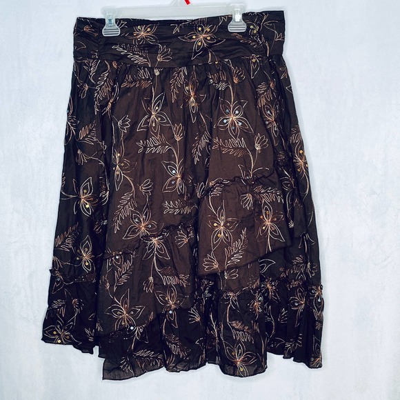 Rampage Brown Wrap Sequin Skirt Juniors 11 - Picture 1 of 8